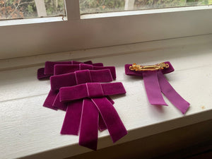 Velvet bow barrette