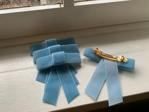 Velvet bow barrette