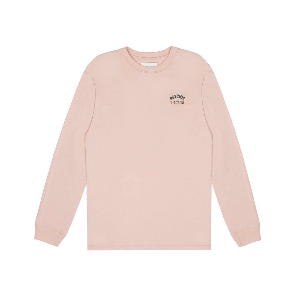 Psychic 9-5 Club L/S T-shirt - Peach with Black Print