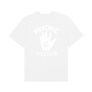 Psychic 9-5 Club T-shirt - Glitter white on white